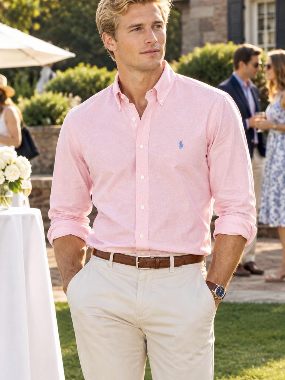 Ralph Lauren Pink Oxford Button-Down Shirt with Blue Pony